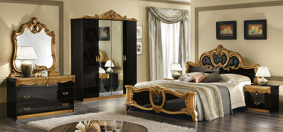 Classic Italian Bedroom Furniture Set, Gold Bedroom Dresser Set
